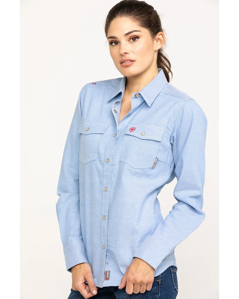 Ariat Women's FR Solid DuraStretch Long Sleeve Snap Work Shirt