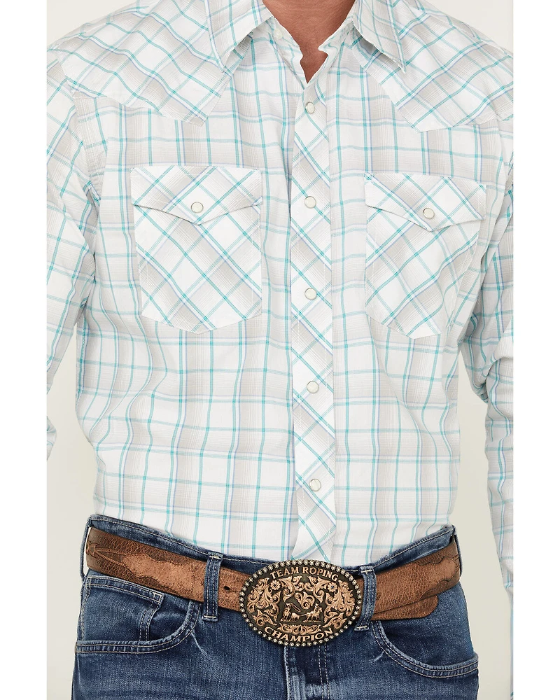Wrangler 20X Men's Advanced Comfort Plaid Print Long Sleeve Snap Stretch Western Shirt