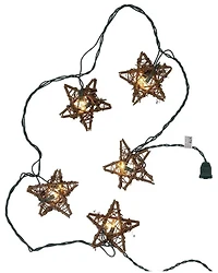 Kurt Adler 9' UL 10L Rattan Natural Star Light Set