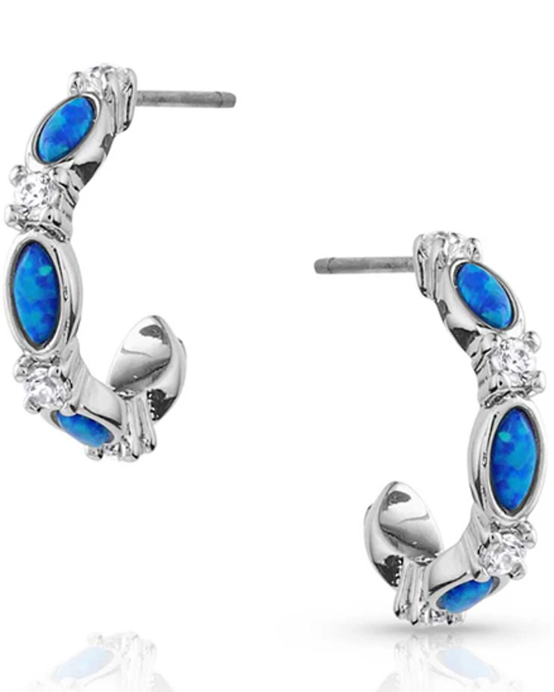 Montana Silversmiths Women's Moonlit Night Crustal Opal Hoop Earrings