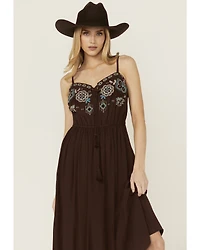 Shyanne Women's Embroidered Tie Front Midi Dress