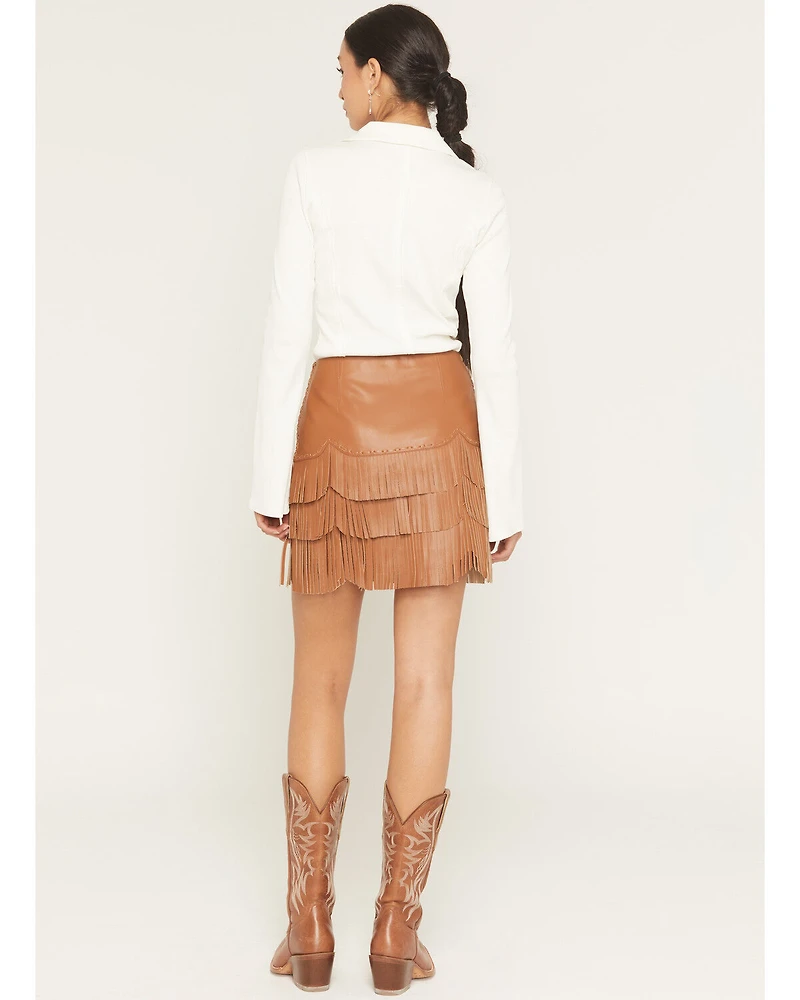 Idyllwind Women's Irene Fringe Faux Leather Skirt