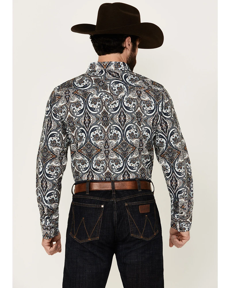 Cody James Men's Revved Up Medallion Print Long Sleeve Snap Western Shirt