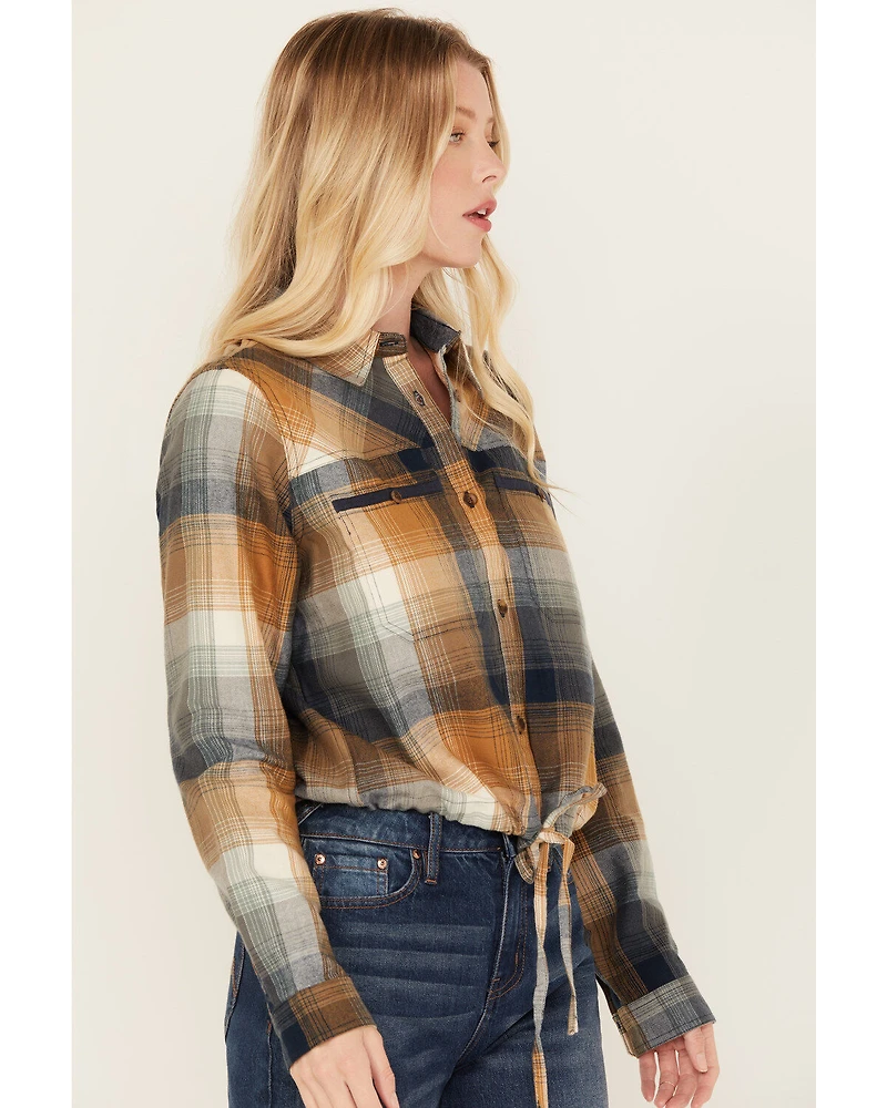 Cleo + Wolf Women's Plaid Print Long Sleeve Flannel Shirt