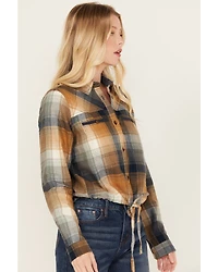 Cleo + Wolf Women's Plaid Print Long Sleeve Flannel Shirt