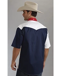 Roper Americana Collection Men's Stars and Stripes Print Short Sleeve Western Shirt