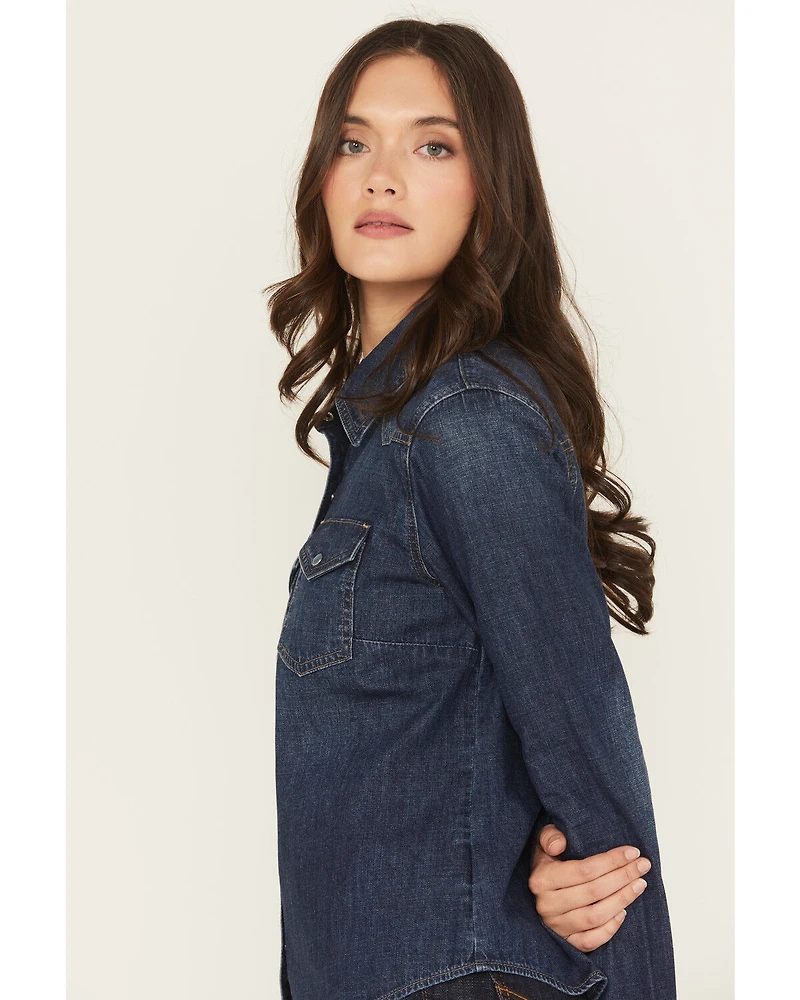 Idyllwind Women's Abbott Dark Wash Chambray Long Sleeve Snap Western Shirt