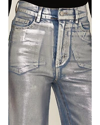 Vibrant Denim Women's Medium Wash Metallic Wide Leg Jeans