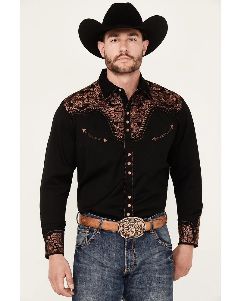 Scully Men's Embroidered Gunfighter Long Sleeve Snap Western Shirt