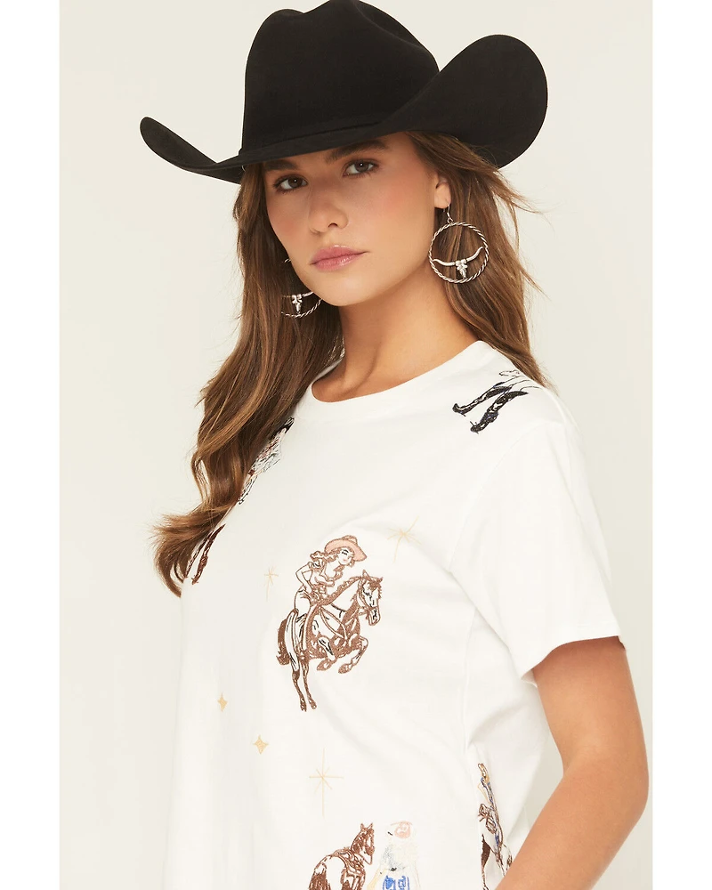 Blue B Women's Embroidered Conversation Short Sleeve Tee