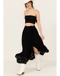 Beyond The Radar Women's Eyelet Midi Skirt