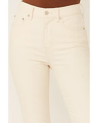 Daze Women's Shy Girl High Rise Ivory Crop Flare Jeans