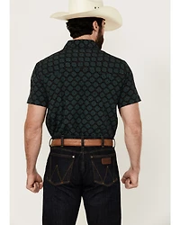 Panhandle Men's Medallion Print Short Sleeve Snap Stretch Western Shirt