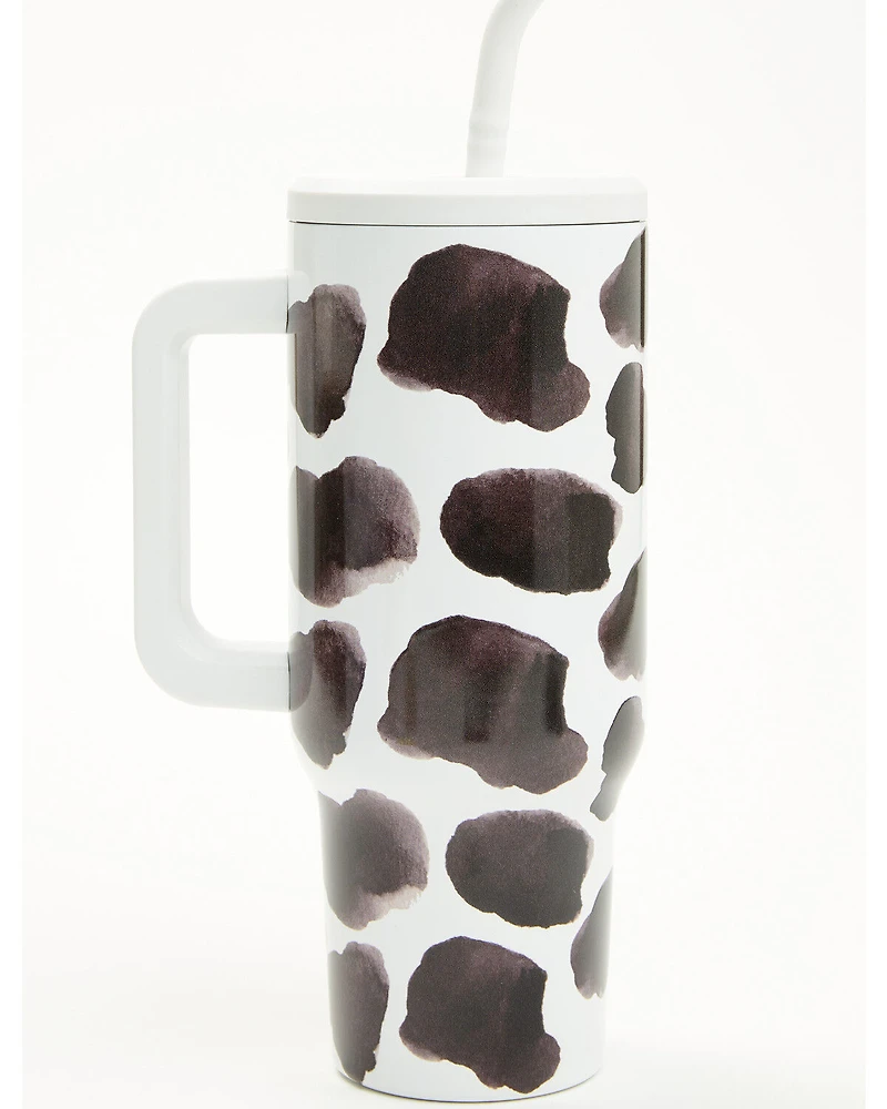 Boot Barn 40oz Cow Print Tumbler with Straw
