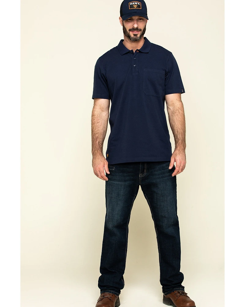 Hawx Men's Navy Miller Pique Short Sleeve Work Polo Shirt