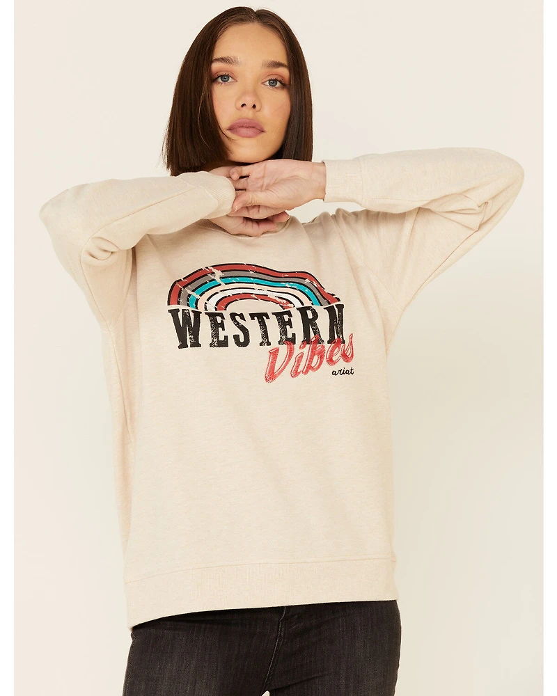 Ariat Women's Heather Oatmeal Western Vibes Graphic Long Sleeve Top