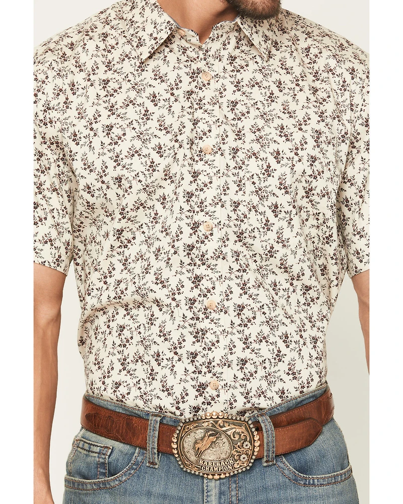 Cody James Men's Columbia Floral Print Short Sleeve Button-Down Stretch Western Shirt