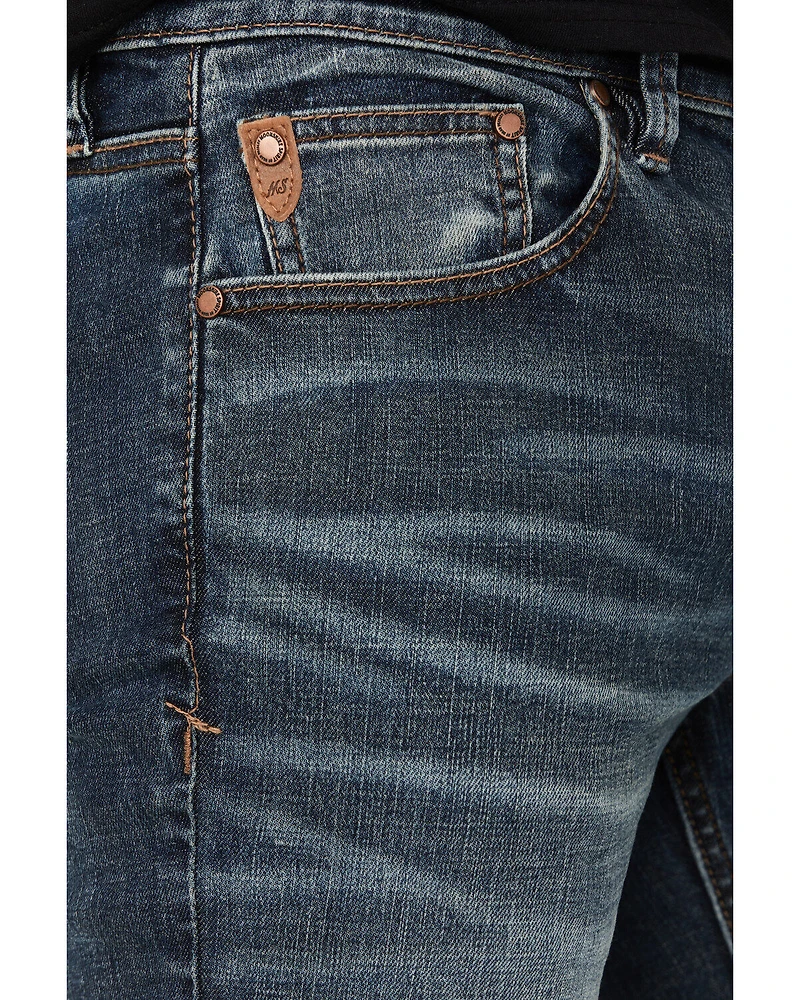 Moonshine Spirit Men's Dark Wash Unaged Whiskey Slim Stretch Denim Jeans