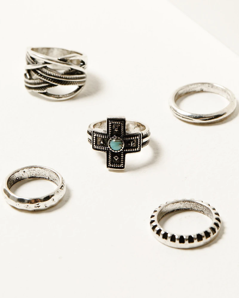Shyanne Women's Southwestern Antique Cross Ring Set
