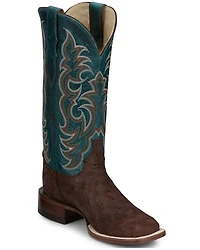 Justin Women's Exotic Full Quill Ostrich Western Boots - Broad Square Toe