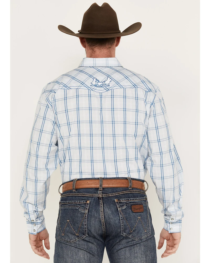 Cowboy Hardware Men's Plaid Print Long Sleeve Western Pearl Snap Shirt