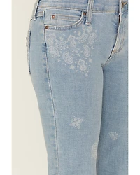 Wrangler Girls' Light Wash Paisley Print Bootcut Stretch Denim Jeans