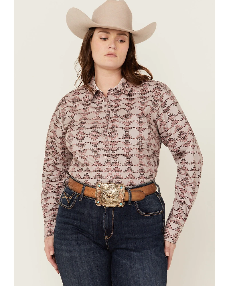 Ariat Women's Kirby Southwestern Print Long Sleeve Button-Down Stretch Western Shirt - Plus