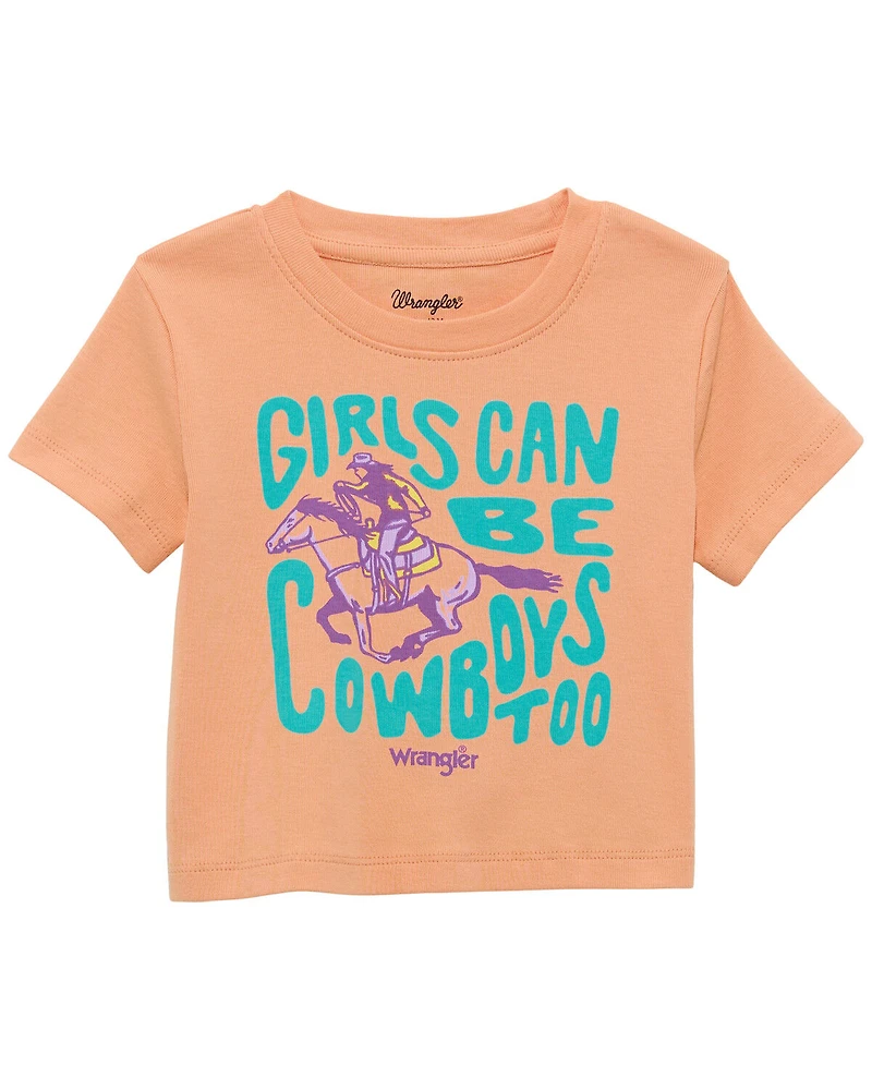 Wrangler Toddler Girls' Girls Can Be Cowboys Too Short Sleeve Graphic T-Shirt