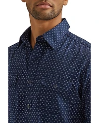 Wrangler Retro Men's Premium Geo Print Long Sleeve Button-Down Western Shirt