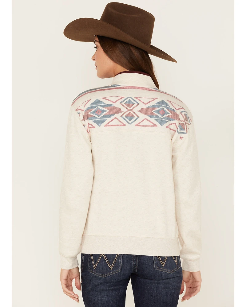 RANK 45® Women's 1/4 Zip Southwestern Print Contrast Pullover