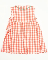 Angel Dear infant Girls' Strawberry Gingham Sleeveless Snap Dress And Diaper Set - 2 Piece