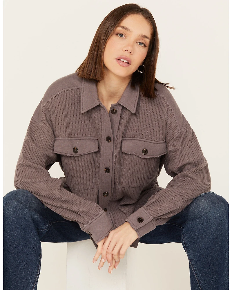 Cleo + Wolf Women's Oversized Knit Button Up Shirt
