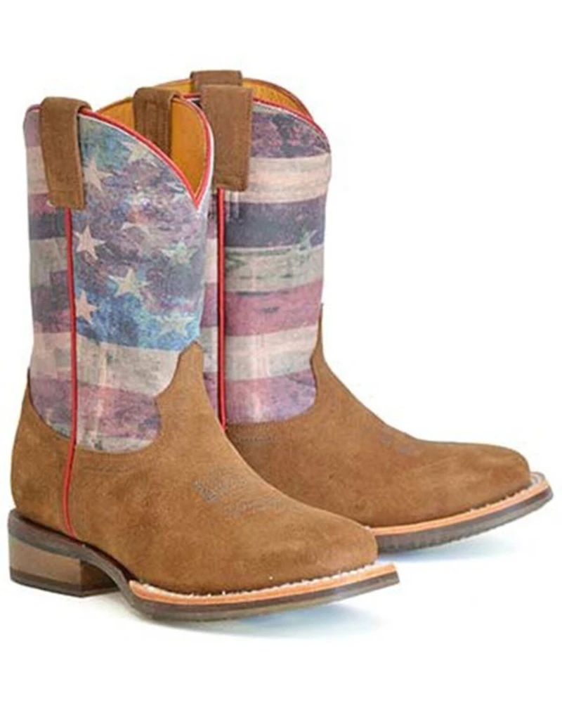 Tin Haul Boys' Patriot Western Boots - Broad Square Toe
