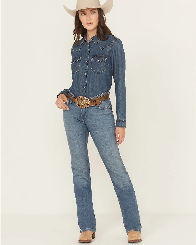Wrangler Women's Aubree Dark Wash Mid Rise Ultimate Riding Willow Bootcut Stretch Denim Jeans