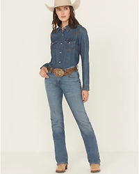 Wrangler Women's Aubree Dark Wash Mid Rise Ultimate Riding Willow Bootcut Stretch Denim Jeans