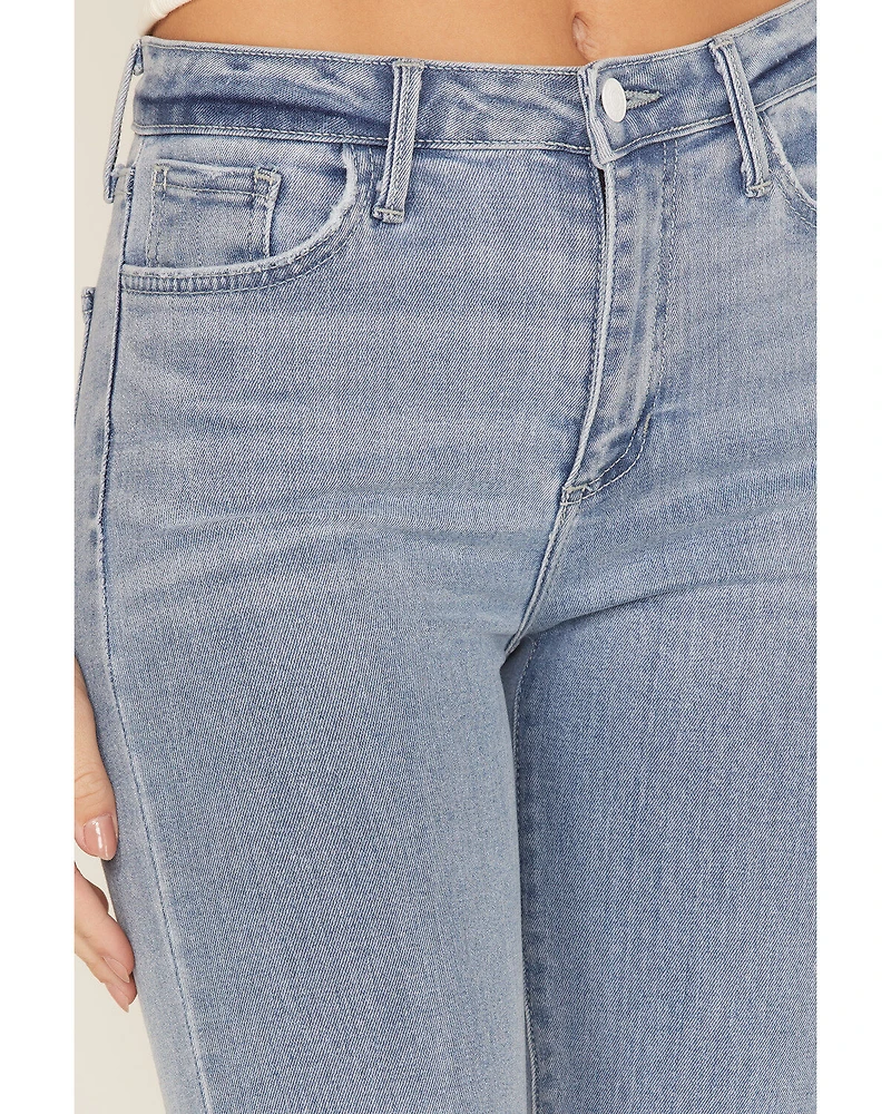 Just Black Denim Women's Light Wash Cropped Kick Flare Jeans