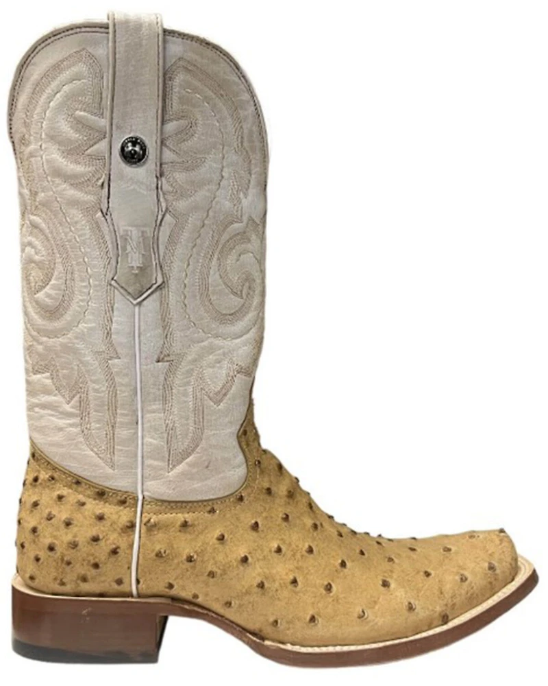 Tanner Mark Men's Ostrich Print Western Boots - Square Toe