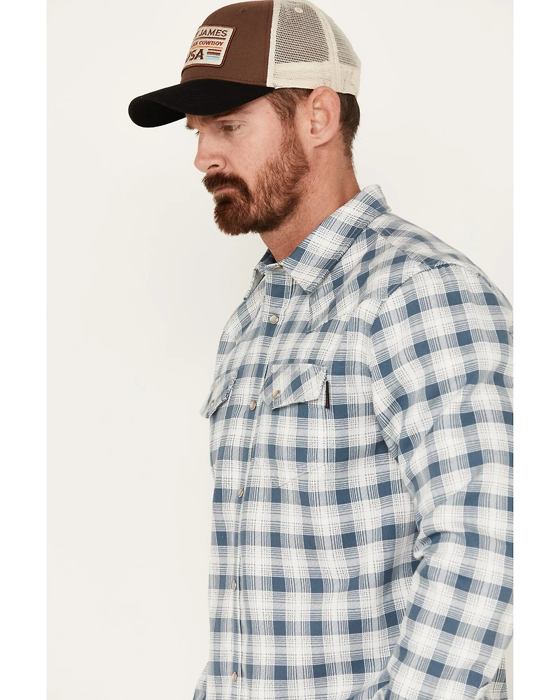 Cody James Men's FR Midweight Plaid Print Long Sleeve Pearl Snap Work Shirt
