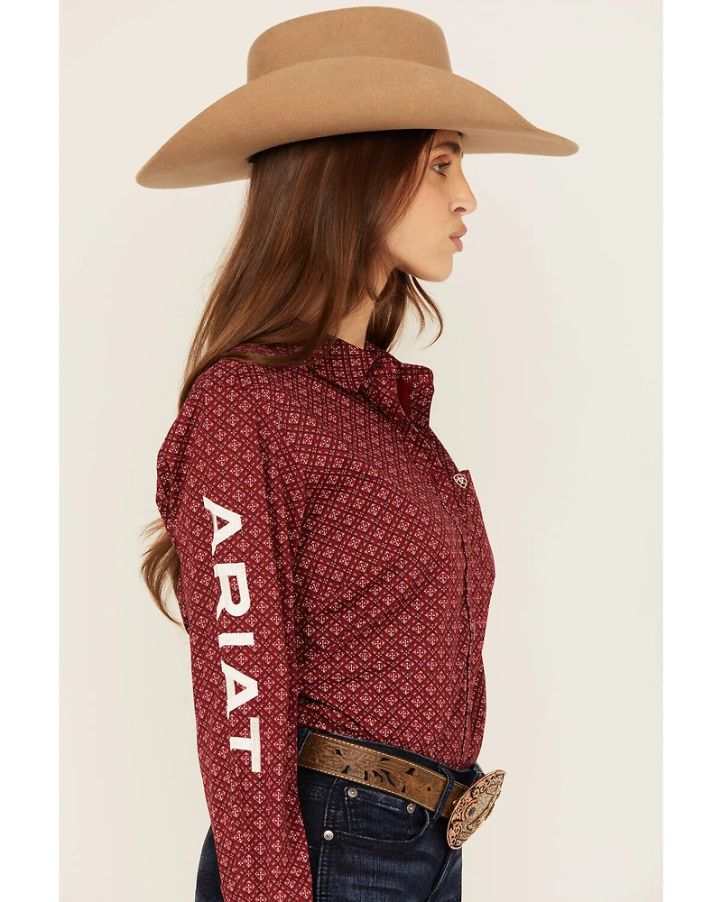 Ariat Women's Team Kirby Geo Print Long Sleeve Button-Down Stretch Western Shirt