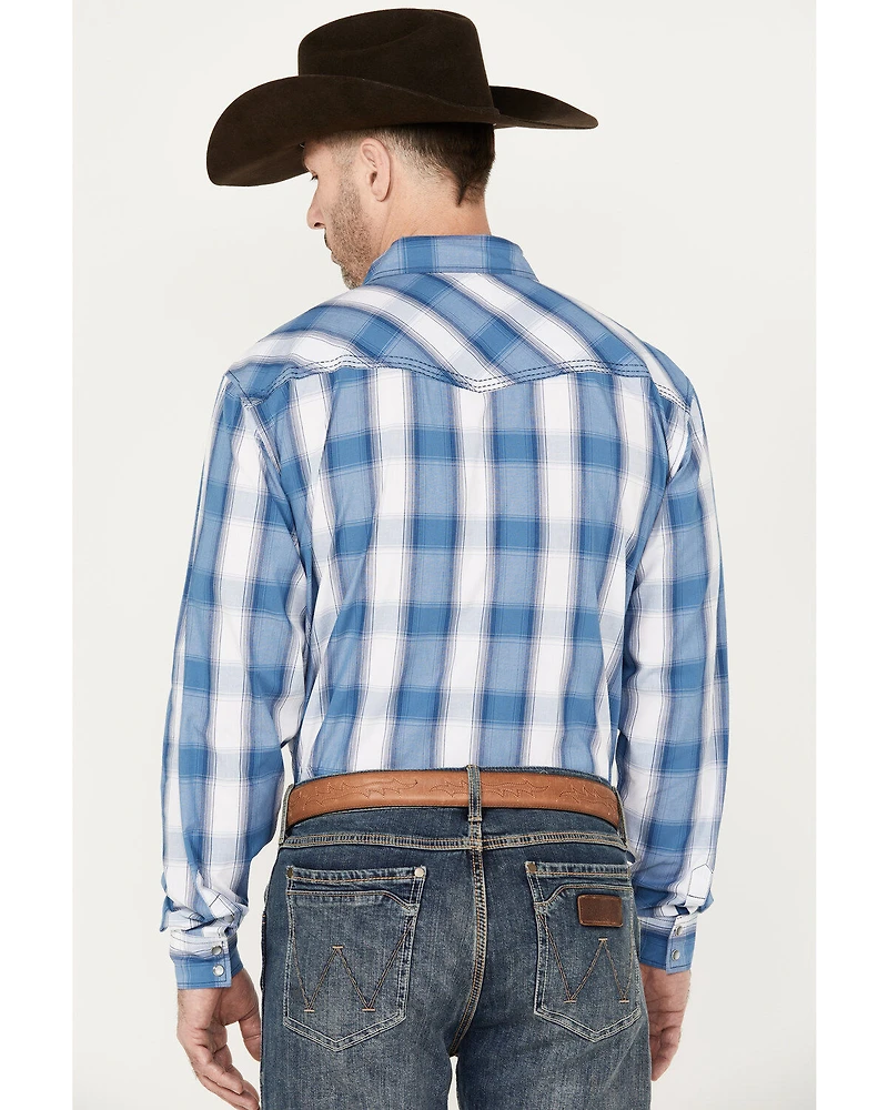 Cowboy Hardware Men's Hombre Plaid Print Long Sleeve Pearl Snap Western Shirt