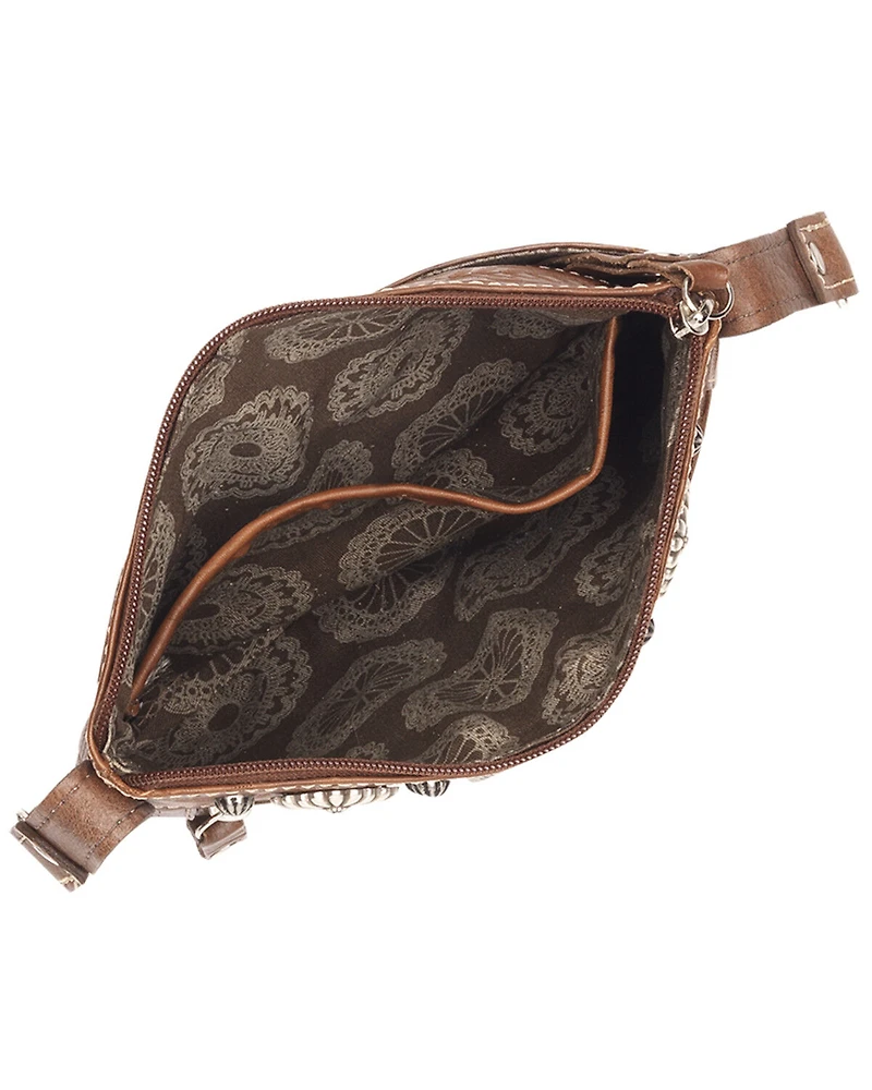 American West Women's Brown Southwestern Arrow Trail Rider Crossbody Bag