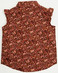Shyanne Toddler Girls' Ditsy Ruffle Sleeve Snap Western Stretch Shirt