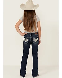 Shyanne Girls' Dark Wash Lace Pockets Bootcut Stretch Denim Jeans