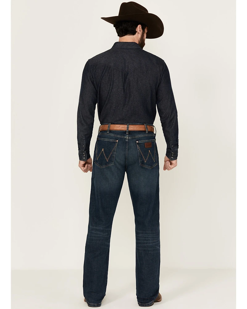 Wrangler Retro Men's 77MWZ Lindel Dark Wash Slim Bootcut Stretch Denim Jeans - Tall