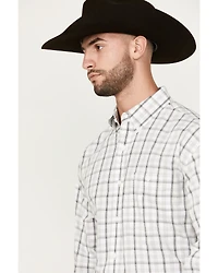 George Strait by Wrangler Men's Plaid Print Long Sleeve Button-Down Stretch Western Shirt