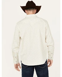 Moonshine Spirit Men's Uptown Geo Dobby Striped Print Long Sleeve Snap Western Shirt