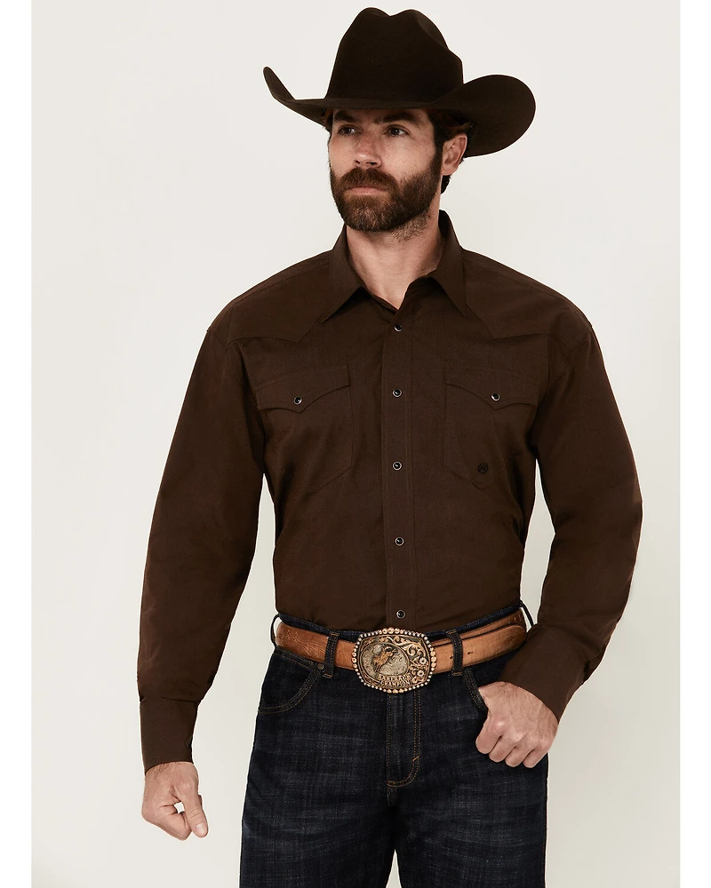 Roper Men's Amarillo Solid Long Sleeve Snap Western Shirt