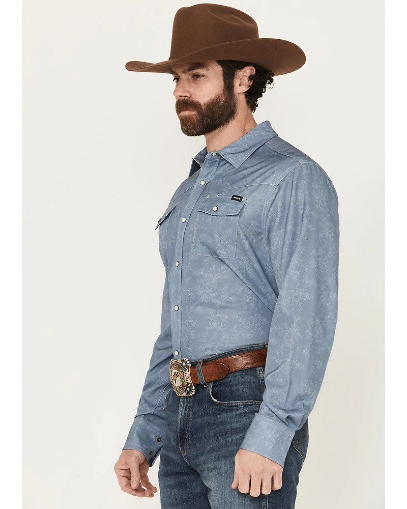 Cinch Men's Tonal Floral Long Sleeve Snap Performance Western Shirt
