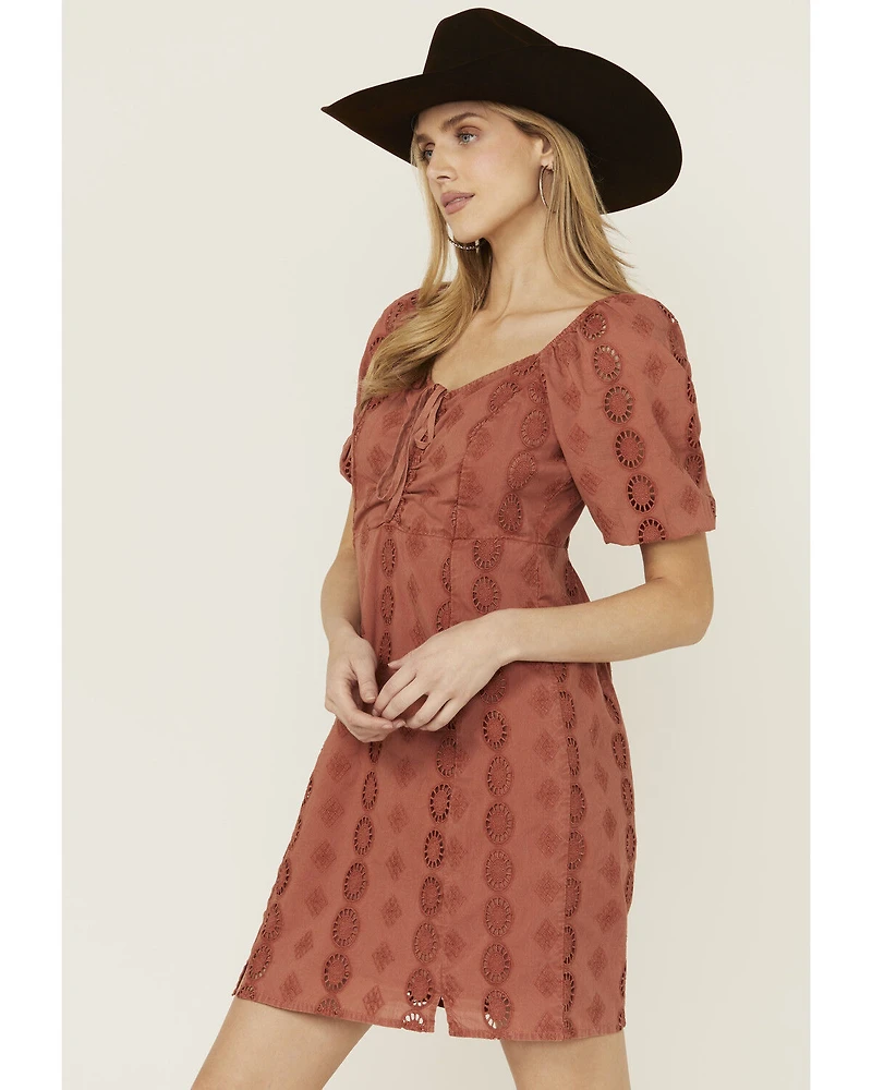 Shyanne Women's Eyelet Tie Front Mini Dress