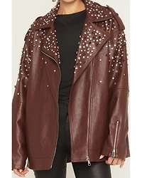 Azalea Wang Women's Catrine Studded Faux Leather Jacket